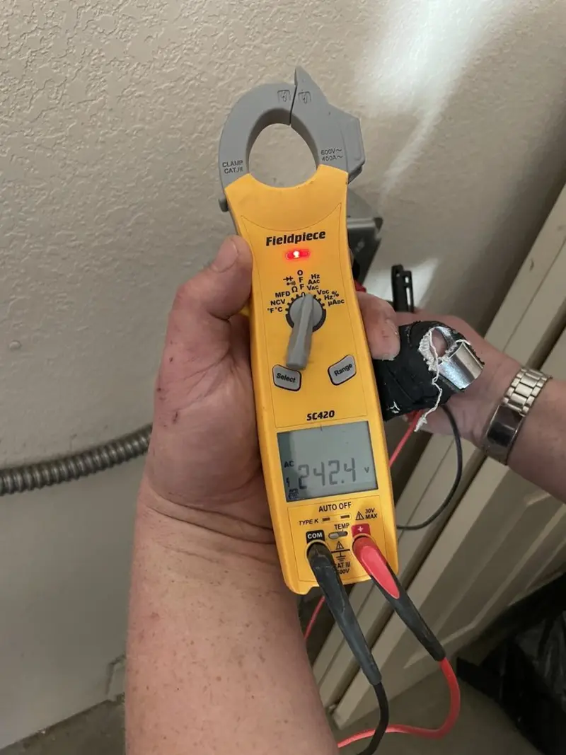 Voltage testing with clamp meter during Generator Installation in Ellenville